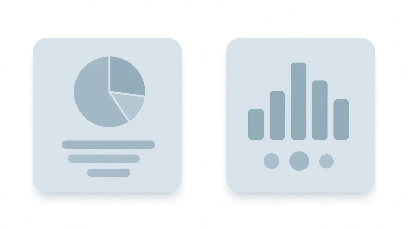 Clean comparison cards with simple charts on a white background